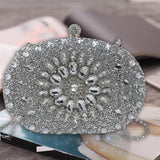 Maxbell Clutch Bag Purse with Chain Oval Elegant for Cocktail Party Night Out Bridal Argent