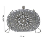 Maxbell Clutch Bag Purse with Chain Oval Elegant for Cocktail Party Night Out Bridal Argent