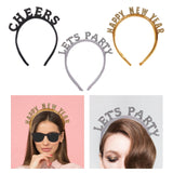 Maxbell New Year Headband Party Hair Hoop Glitter Letter Hairband for Xmas Costume CHEERS
