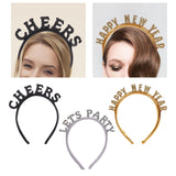 Maxbell New Year Headband Party Hair Hoop Glitter Letter Hairband for Xmas Costume CHEERS