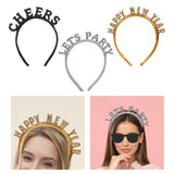 Maxbell New Year Headband Party Hair Hoop Glitter Letter Hairband for Xmas Costume CHEERS