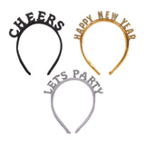 Maxbell New Year Headband Party Hair Hoop Glitter Letter Hairband for Xmas Costume CHEERS