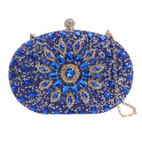 Maxbell Clutch Bag Purse with Chain Oval Elegant for Cocktail Party Night Out Bridal Blue