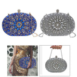 Maxbell Clutch Bag Purse with Chain Oval Elegant for Cocktail Party Night Out Bridal Blue