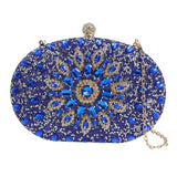 Maxbell Clutch Bag Purse with Chain Oval Elegant for Cocktail Party Night Out Bridal Blue