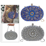 Maxbell Clutch Bag Purse with Chain Oval Elegant for Cocktail Party Night Out Bridal Blue