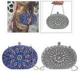 Maxbell Clutch Bag Purse with Chain Oval Elegant for Cocktail Party Night Out Bridal Blue