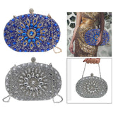 Maxbell Clutch Bag Purse with Chain Oval Elegant for Cocktail Party Night Out Bridal Blue