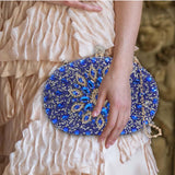 Maxbell Clutch Bag Purse with Chain Oval Elegant for Cocktail Party Night Out Bridal Blue