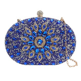Maxbell Clutch Bag Purse with Chain Oval Elegant for Cocktail Party Night Out Bridal Blue