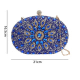 Maxbell Clutch Bag Purse with Chain Oval Elegant for Cocktail Party Night Out Bridal Blue