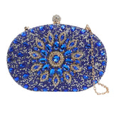 Maxbell Clutch Bag Purse with Chain Oval Elegant for Cocktail Party Night Out Bridal Blue