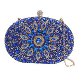 Maxbell Clutch Bag Purse with Chain Oval Elegant for Cocktail Party Night Out Bridal Blue