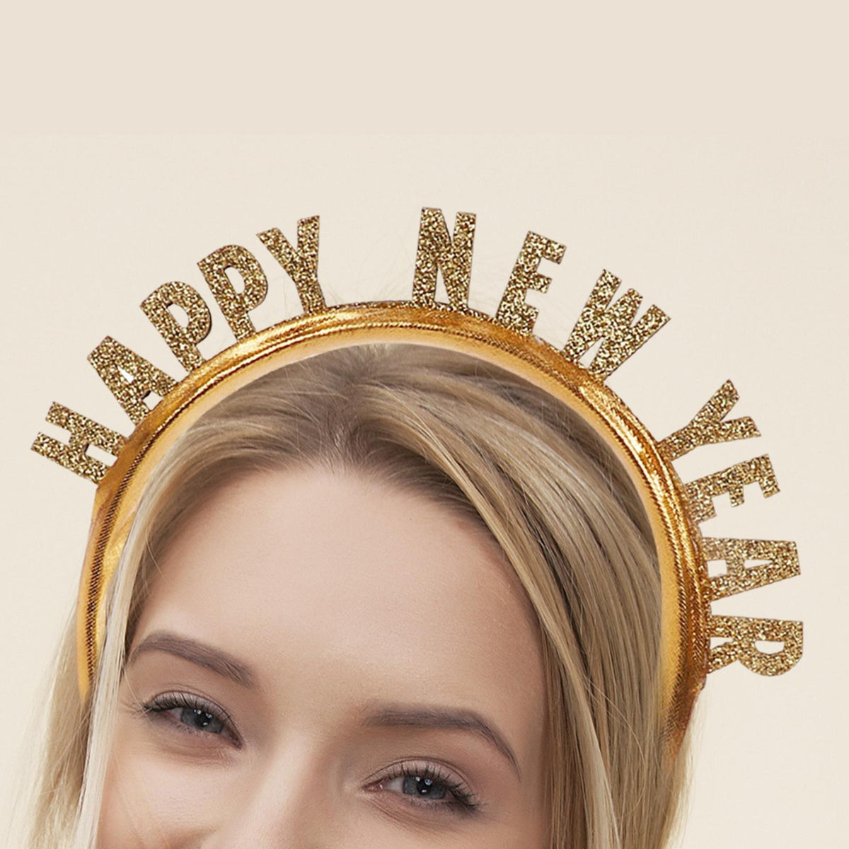 Maxbell New Year Headband Party Hair Hoop Glitter Letter Hairband for Xmas Costume HAPPY NEW YEAR