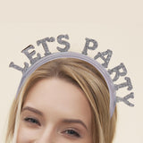 Maxbell New Year Headband Party Hair Hoop Glitter Letter Hairband for Xmas Costume LET PARTY