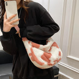 Maxbell Plush Women Shoulder Bag Fashion Pouch Ladies Handbag Casual Tote Pink