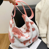 Maxbell Plush Women Shoulder Bag Fashion Pouch Ladies Handbag Casual Tote Pink