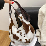 Maxbell Plush Women Shoulder Bag Fashion Pouch Ladies Handbag Casual Tote Brown