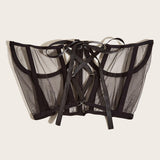 Maxbell Fashion Lace Corset Wide Waist Belt Mesh Adjustable Lace up Tied Dress Belts