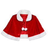 Maxbell Christmas Cloak Plush Balls Lace up Winter Cape for Holiday Xmas Supplies