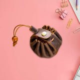 Maxbell Portable Drawstring Coin Purse with Button for Game Playing Holiday Present Coffee