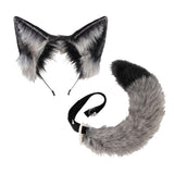Maxbell Fox Ears and Tail Set Anime Cosplay Headwear for Role Play Holidays Dress up Gray