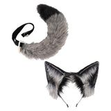 Maxbell Fox Ears and Tail Set Anime Cosplay Headwear for Role Play Holidays Dress up Gray