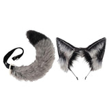 Maxbell Fox Ears and Tail Set Anime Cosplay Headwear for Role Play Holidays Dress up Gray