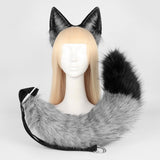 Maxbell Fox Ears and Tail Set Anime Cosplay Headwear for Role Play Holidays Dress up Gray