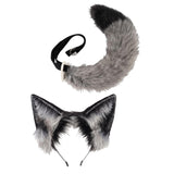Maxbell Fox Ears and Tail Set Anime Cosplay Headwear for Role Play Holidays Dress up Gray