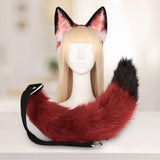 Maxbell Fox Ears and Tail Set Anime Cosplay Headwear for Role Play Holidays Dress up Red