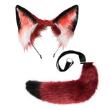 Maxbell Fox Ears and Tail Set Anime Cosplay Headwear for Role Play Holidays Dress up Red