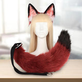Maxbell Fox Ears and Tail Set Anime Cosplay Headwear for Role Play Holidays Dress up Red
