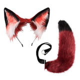 Maxbell Fox Ears and Tail Set Anime Cosplay Headwear for Role Play Holidays Dress up Red