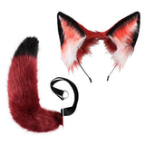 Maxbell Fox Ears and Tail Set Anime Cosplay Headwear for Role Play Holidays Dress up Red
