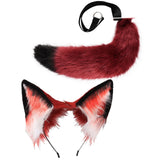Maxbell Fox Ears and Tail Set Anime Cosplay Headwear for Role Play Holidays Dress up Red