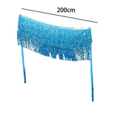 Maxbell Belly Dance Skirt Belt Sequined Tassel Costume for Performance Party Rave Blue