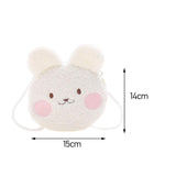 Maxbell Plush Shoulder Bag fashion Zipper Closure Furry Girls for kids White