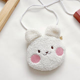 Maxbell Plush Shoulder Bag fashion Zipper Closure Furry Girls for kids White