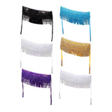 Maxbell Belly Dance Skirt Belt Sequined Tassel Costume for Performance Party Rave Black