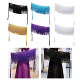 Maxbell Belly Dance Skirt Belt Sequined Tassel Costume for Performance Party Rave Black
