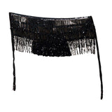 Maxbell Belly Dance Skirt Belt Sequined Tassel Costume for Performance Party Rave Black
