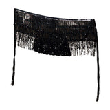 Maxbell Belly Dance Skirt Belt Sequined Tassel Costume for Performance Party Rave Black