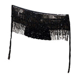 Maxbell Belly Dance Skirt Belt Sequined Tassel Costume for Performance Party Rave Black