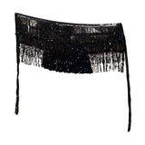 Maxbell Belly Dance Skirt Belt Sequined Tassel Costume for Performance Party Rave Black