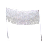Maxbell Belly Dance Skirt Belt Sequined Tassel Costume for Performance Party Rave 3 Layers White