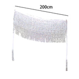Maxbell Belly Dance Skirt Belt Sequined Tassel Costume for Performance Party Rave 3 Layers White