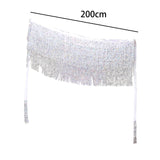Maxbell Belly Dance Skirt Belt Sequined Tassel Costume for Performance Party Rave White