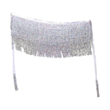Maxbell Belly Dance Skirt Belt Sequined Tassel Costume for Performance Party Rave White