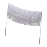 Maxbell Belly Dance Skirt Belt Sequined Tassel Costume for Performance Party Rave White